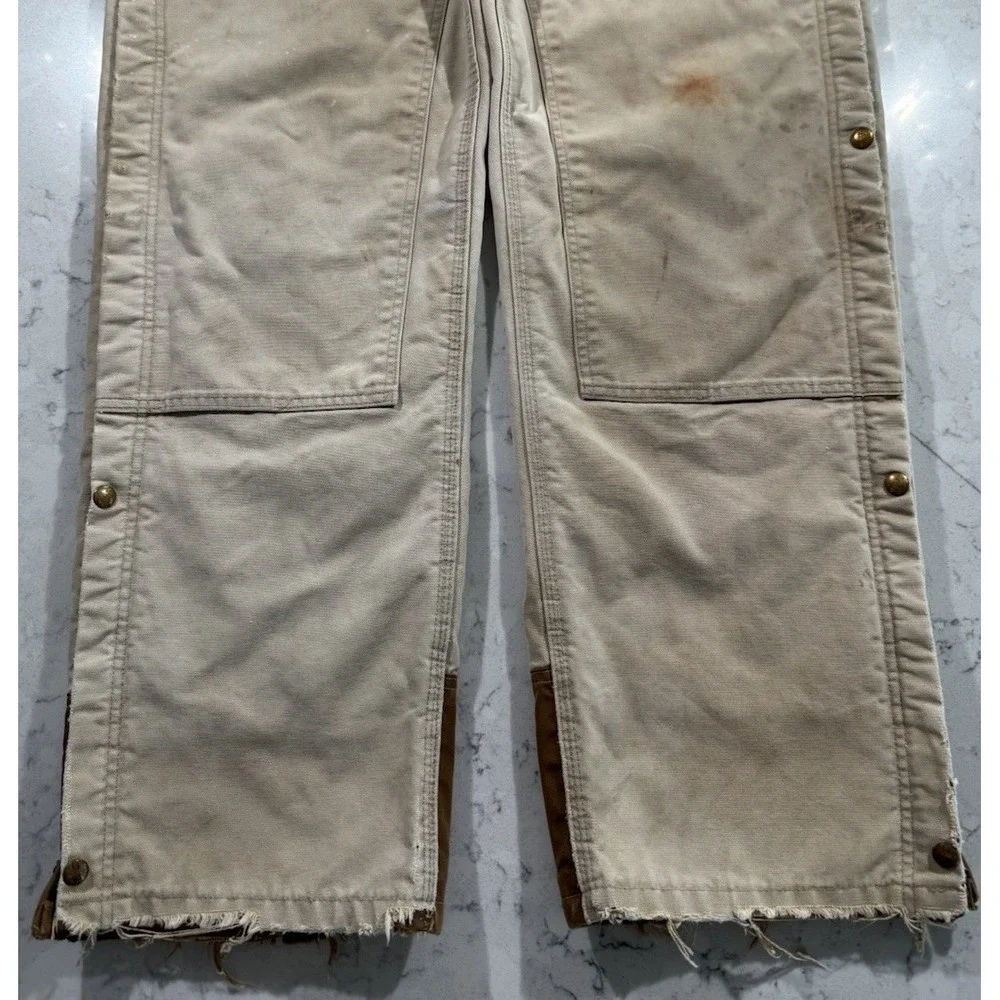 Carhartt Bib Overalls Mens 38x36 Brown Duck Canvas Insulated Workwear R41 BRN